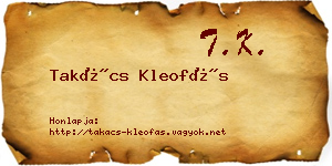 Takács Kleofás névjegykártya